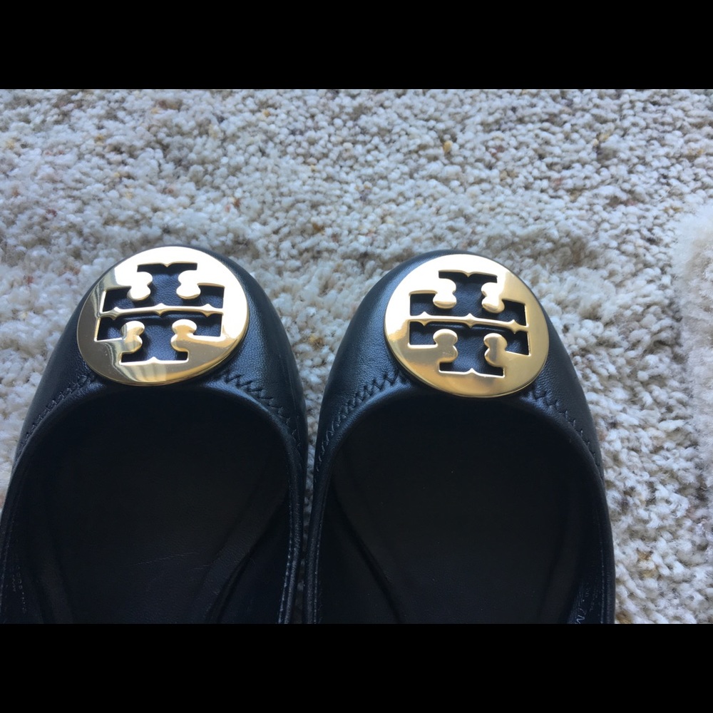 Tory Burch Reva Flats Black Gold Hardware - Picture 5 of 8